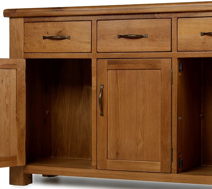 Earlswood Oak 3 Drawer 3 Door Sideboard - The Furniture Mega Store 