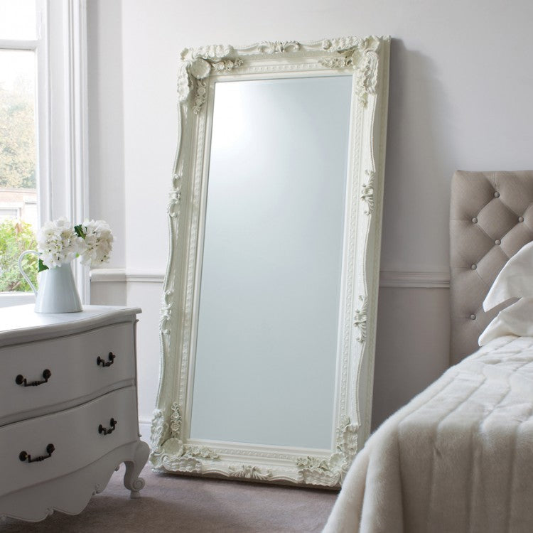 Carved Louis Leaner Mirror Cream - The Furniture Mega Store 