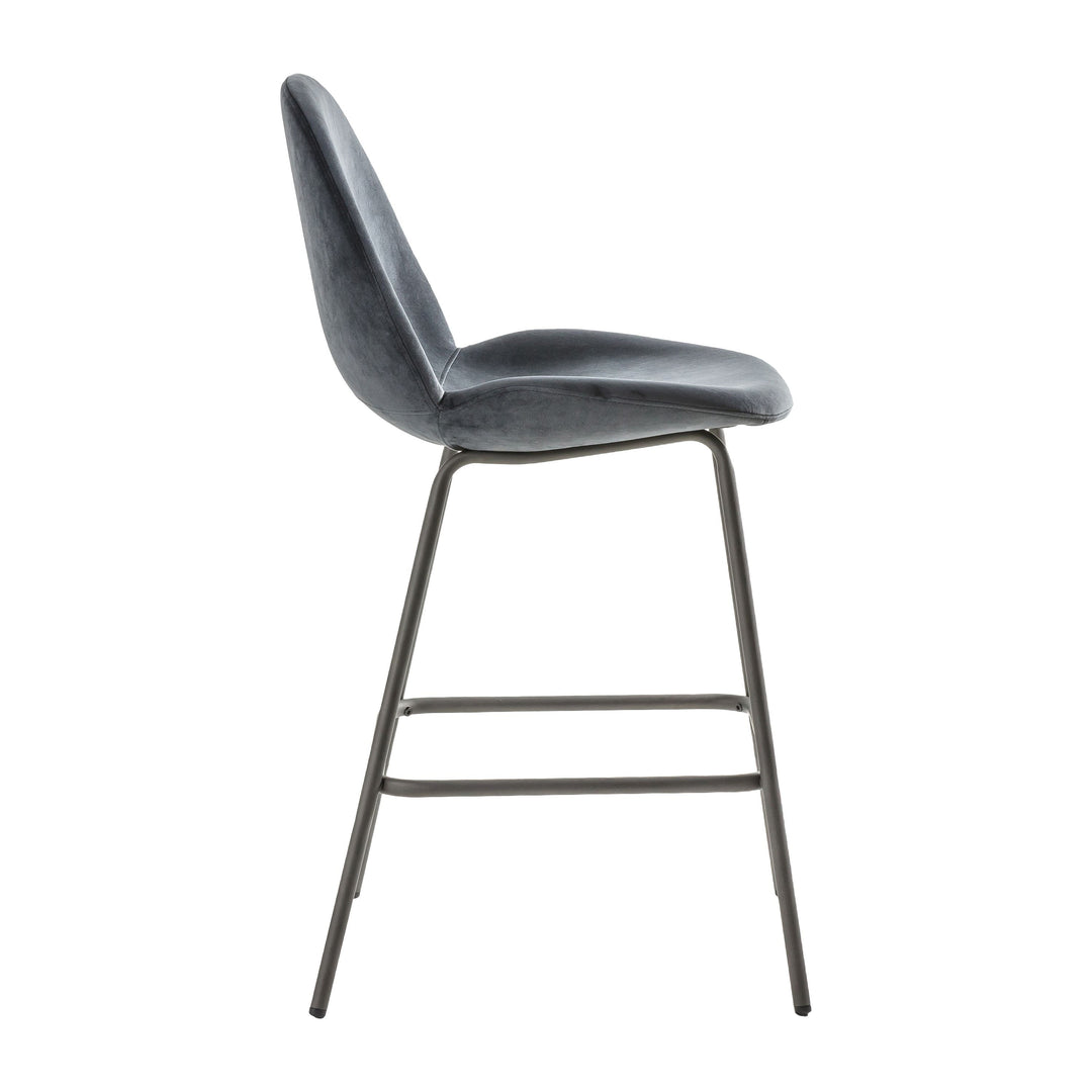 Flair Bar Stool - Dark Grey Velvet - The Furniture Mega Store 