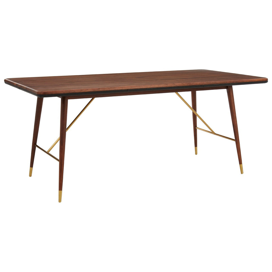 Kenso Walnut Wood & Brass Finish Dining Table - The Furniture Mega Store 