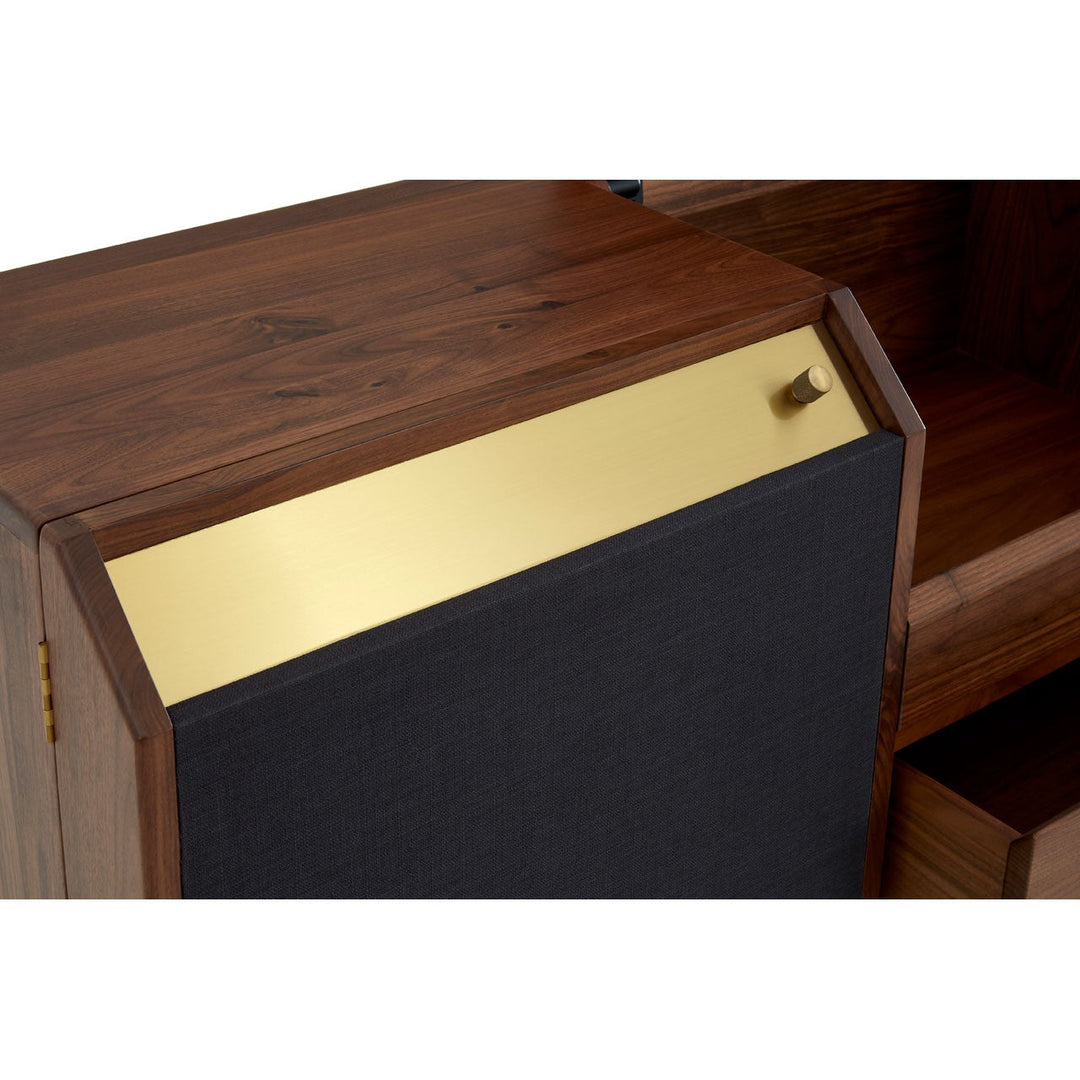 Kenso Walnut Wood & Brass Finish Sideboard - The Furniture Mega Store 