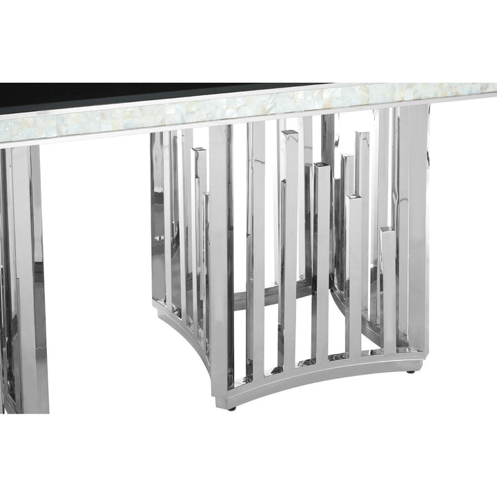 Eliza Silver Finish Glass Top Dining Table - The Furniture Mega Store 