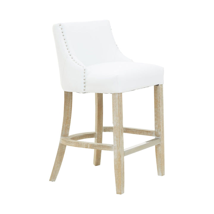 Hevea Low Back Bar Stool - White Leather - The Furniture Mega Store 