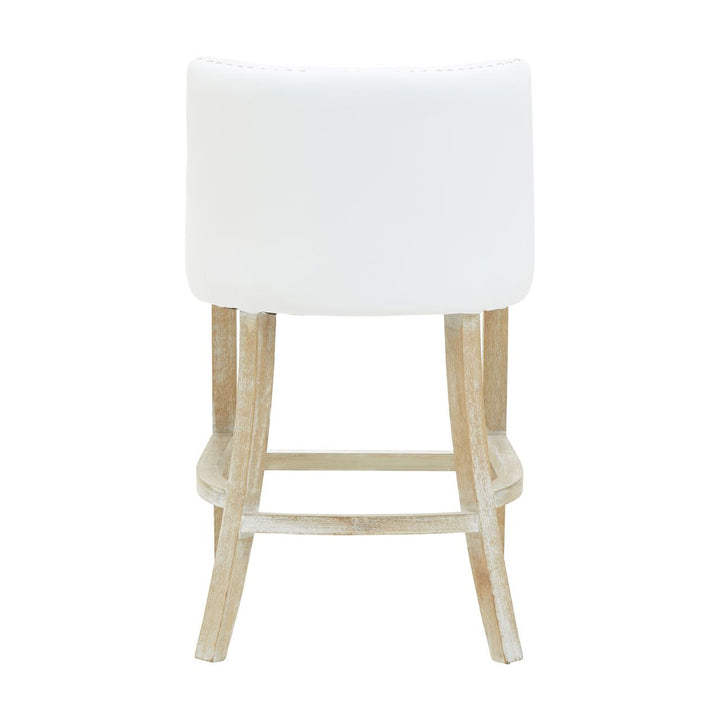 Hevea Low Back Bar Stool - White Leather - The Furniture Mega Store 