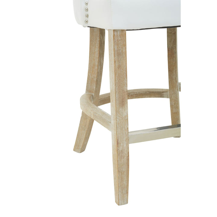 Hevea Low Back Bar Stool - White Leather - The Furniture Mega Store 