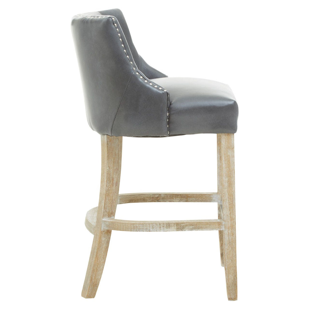 Hevea Bar Stool - Grey Leather - The Furniture Mega Store 