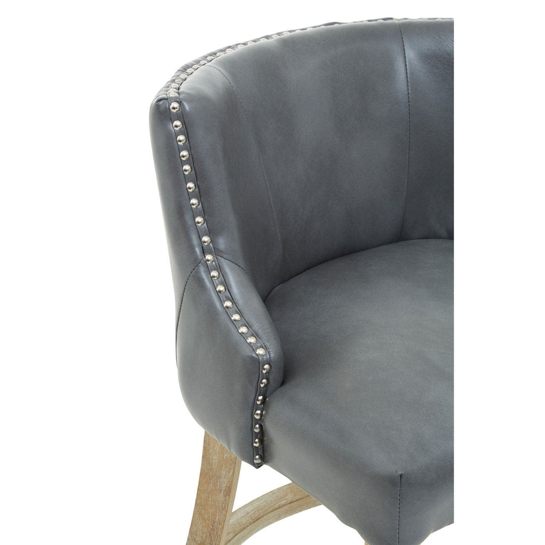 Hevea Bar Stool - Grey Leather - The Furniture Mega Store 