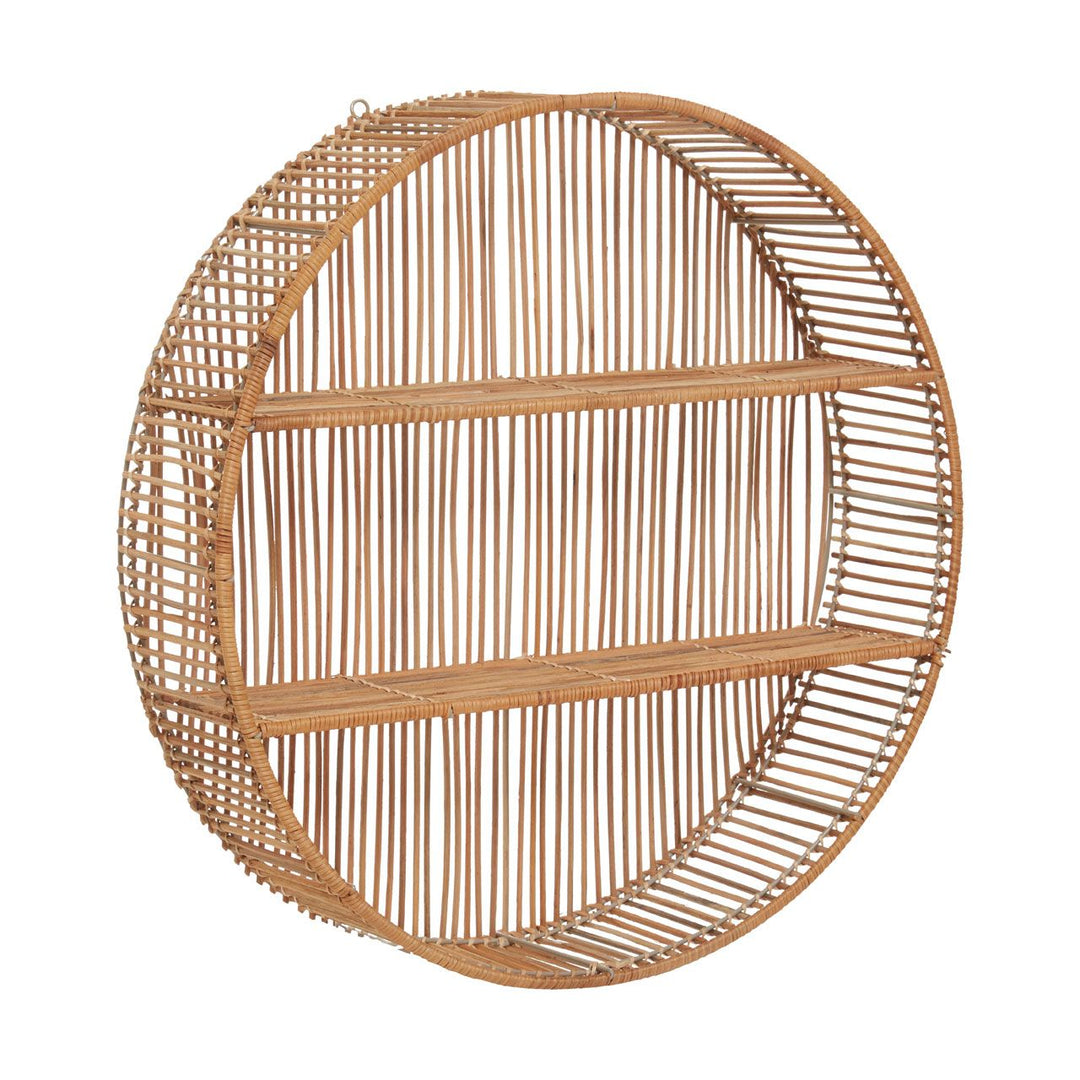 Large Natural Rattan Circular Wall Shelf - 60cm - The Furniture Mega Store 