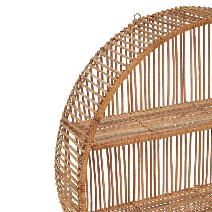 Large Natural Rattan Circular Wall Shelf - 60cm - The Furniture Mega Store 