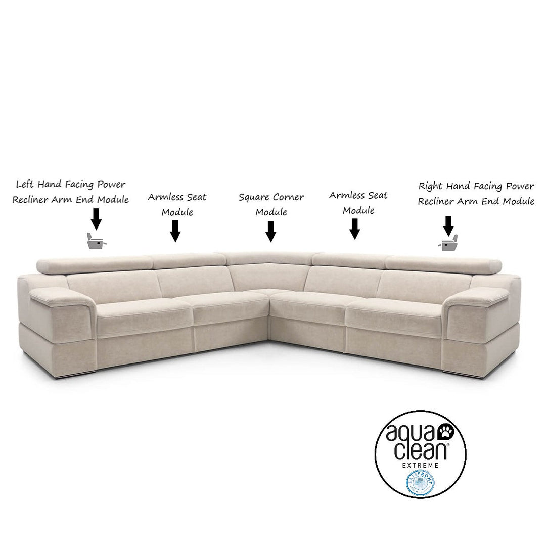 Leonardo Modular Sofa Collection - Choice Of Aqua Clean Fabric or 100% Genuine Leather Upholstery - The Furniture Mega Store 