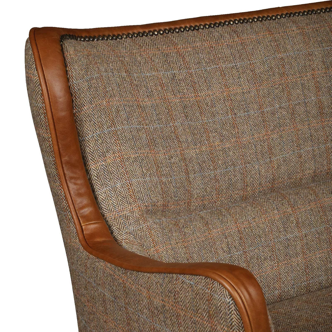 Elliot Sofa & Armchair Collection - Bespoke Harris Tweed & Vintage leather - The Furniture Mega Store 