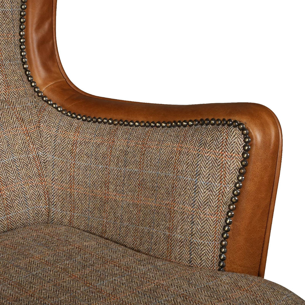 Elliot Sofa & Armchair Collection - Bespoke Harris Tweed & Vintage leather - The Furniture Mega Store 