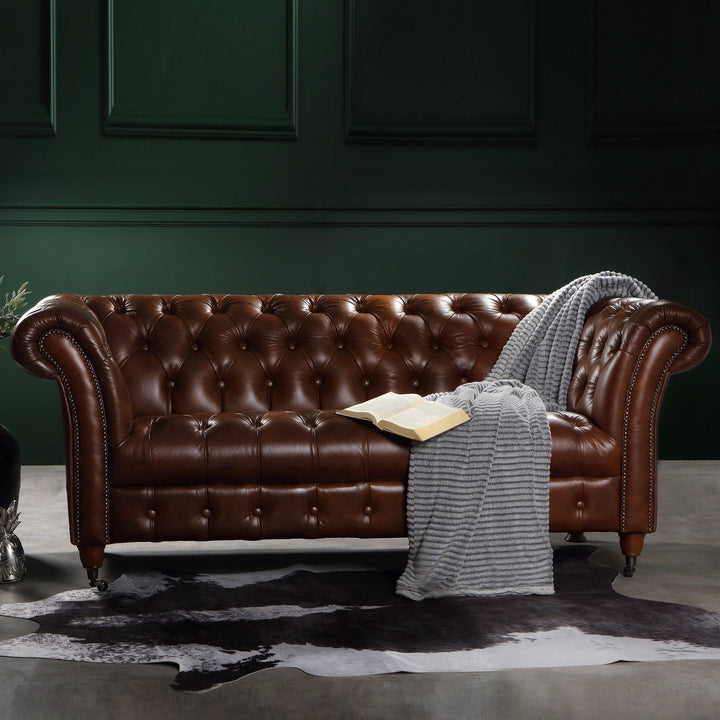 Westminster Vintage Leather Buttoned Chesterfield Sofa Collection - The Furniture Mega Store 