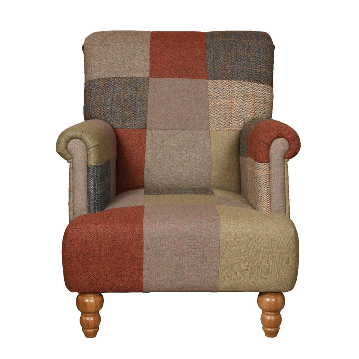 Burford Harris Tweed Harlequin Patchwork Armchair - The Furniture Mega Store 