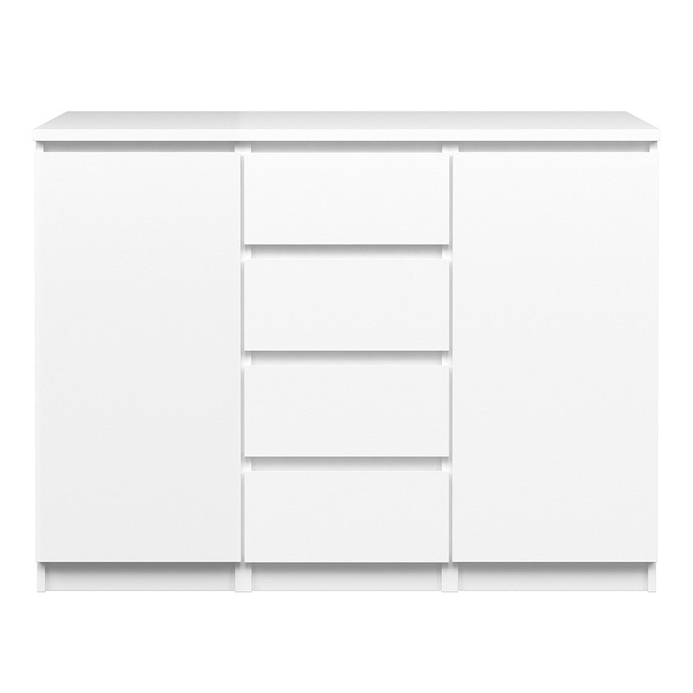 Naiah Sideboard 4 Drawers 2 Doors in White High Gloss - The Furniture Mega Store 