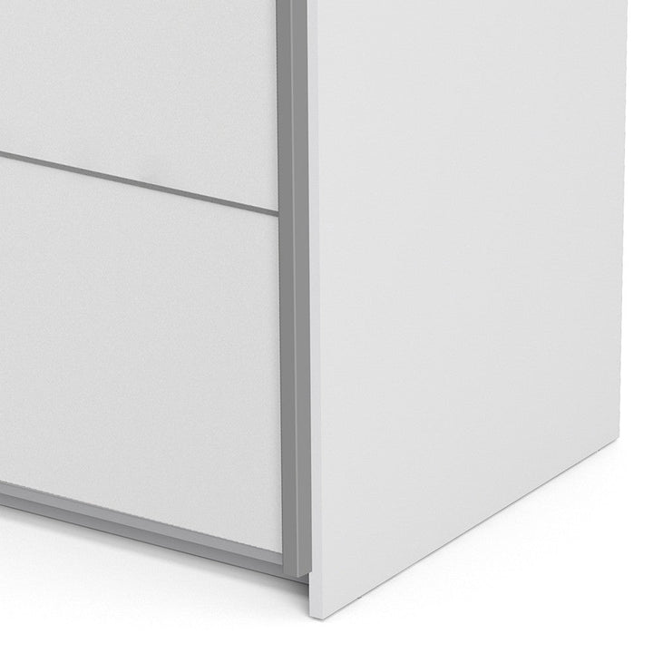 Verona Sliding Wardrobe 120cm in White with White Doors & 2 Shelves - The Furniture Mega Store 