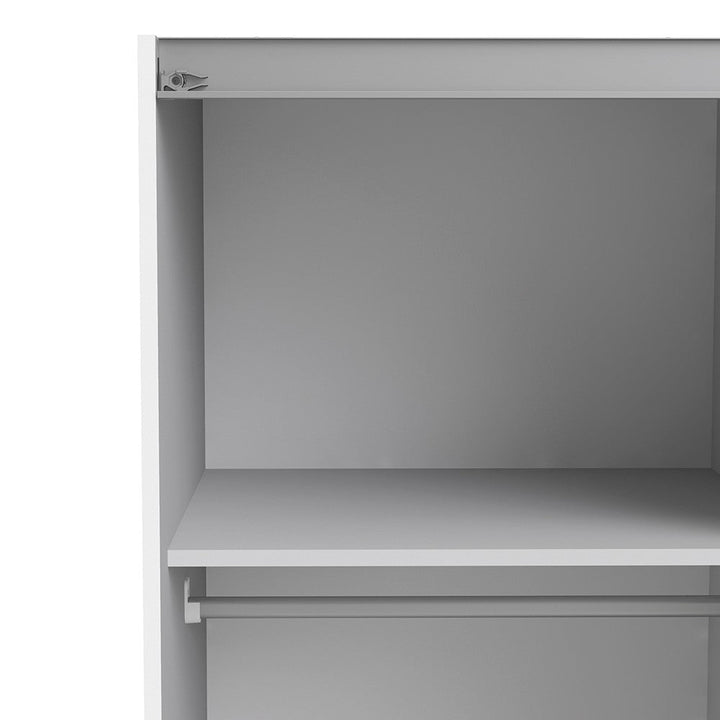 Verona Sliding Wardrobe 120cm in White with White Doors & 2 Shelves - The Furniture Mega Store 