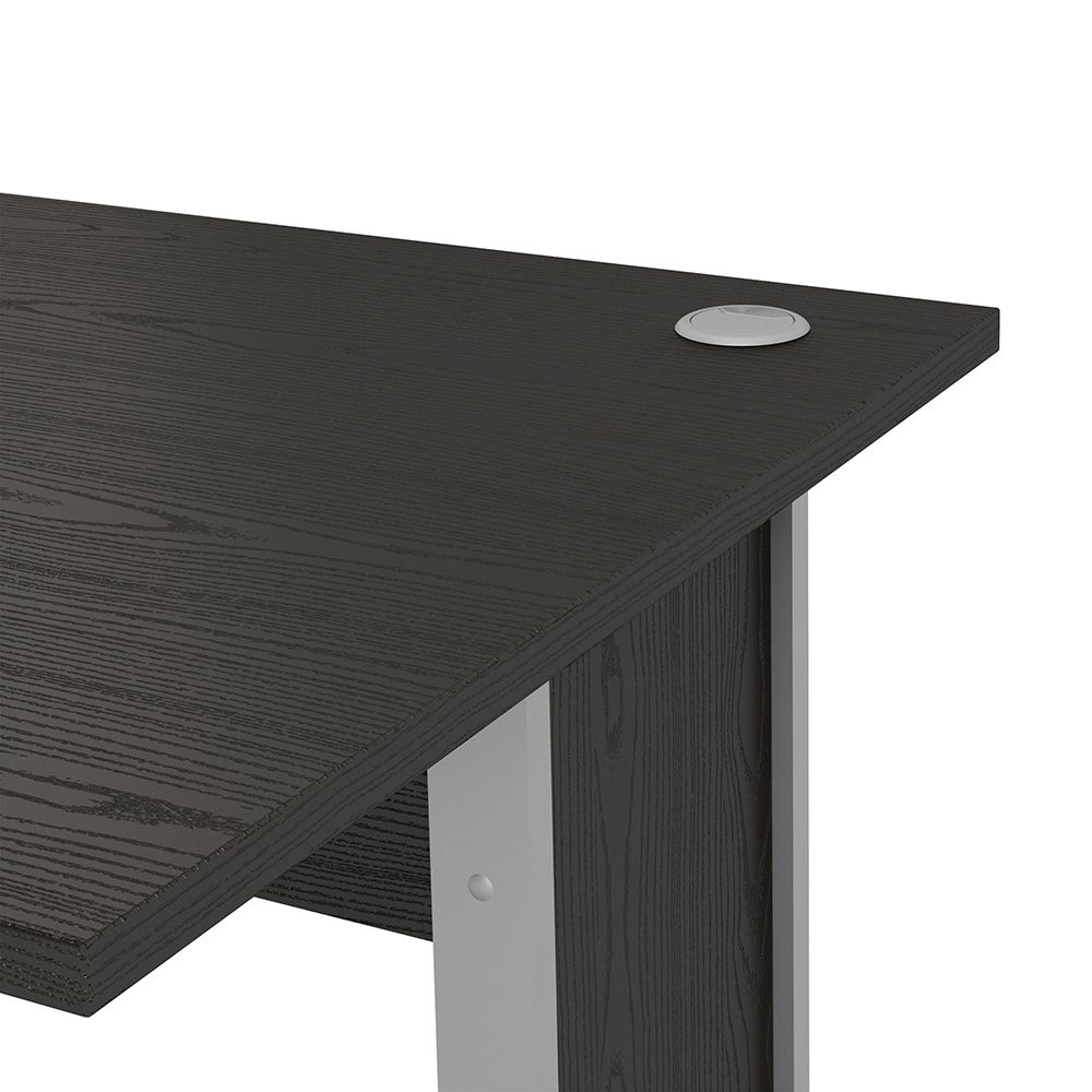 Pria Black Woodgrain Desk 120cm - Black & Silver Grey steel Legs