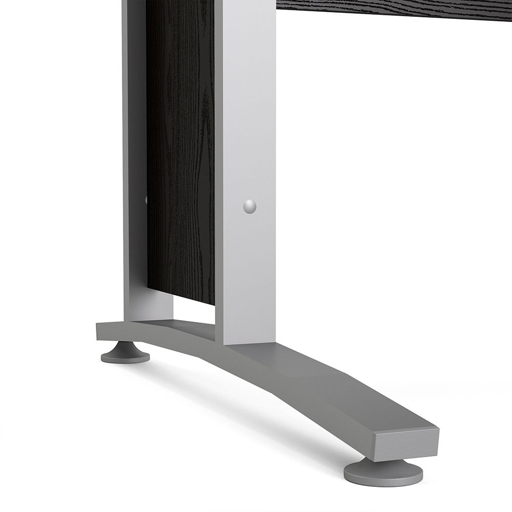 Pria Black Woodgrain Desk 120cm - Black & Silver Grey steel Legs