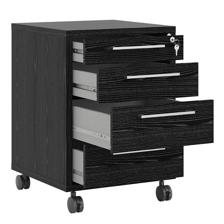 Mobile File Cabinet Black Woodgrain