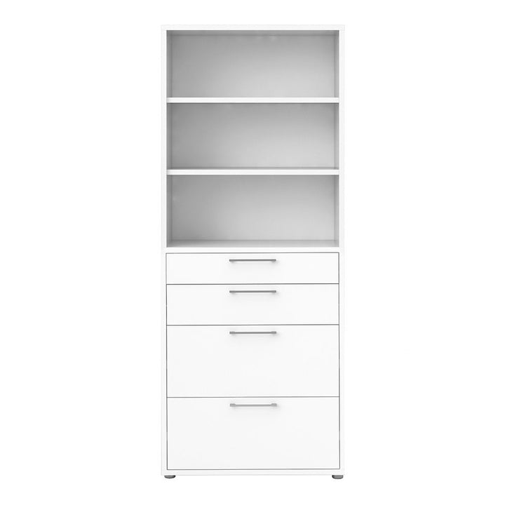 White Bookcase 2 Shelf With 2 Drawers & 2 File Drawers