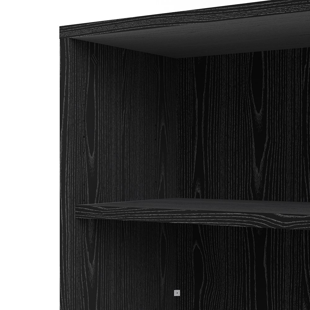 Black Woodgrain Bookcase 2 Shelf With 2 Drawers & 2 File Drawers