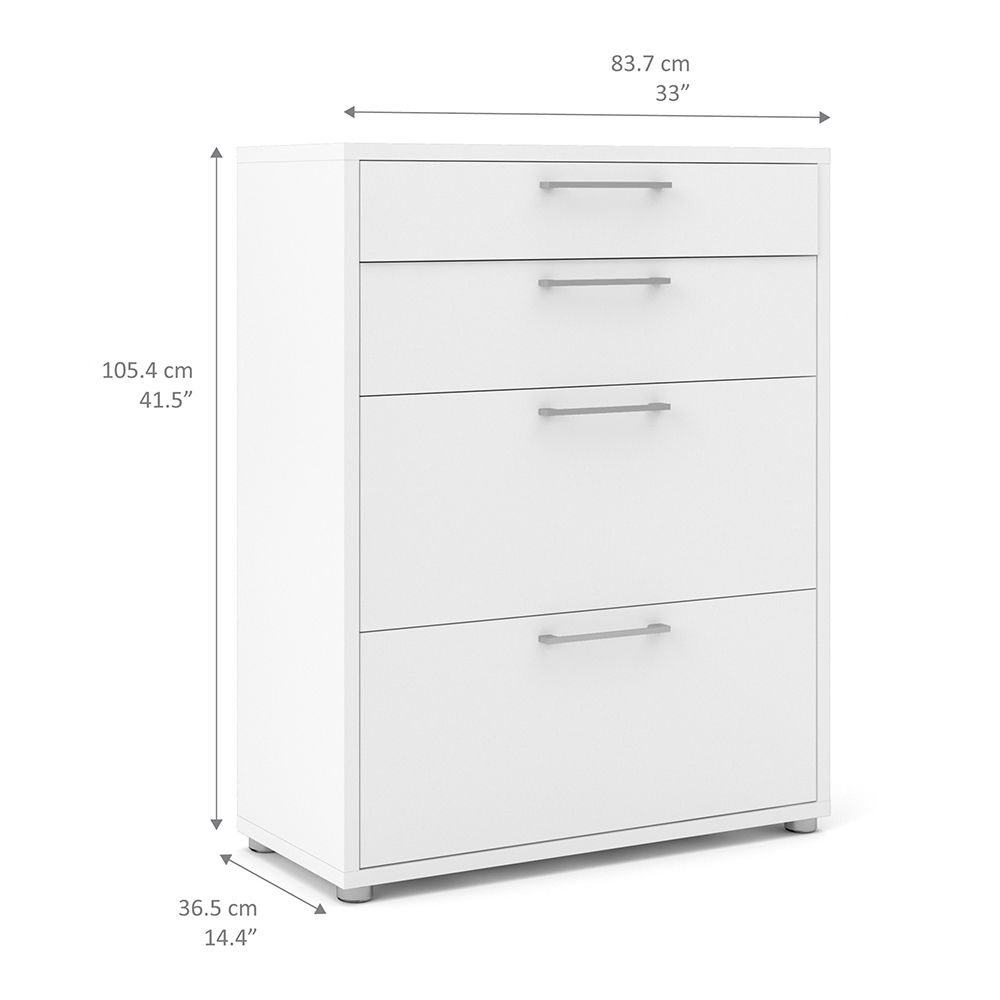 White Office Storage Cabinet 2 Drawers Over 2 File Drawers