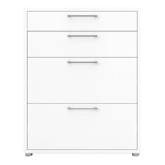 White Office Storage Cabinet 2 Drawers Over 2 File Drawers