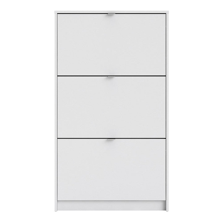 Shoe Cabinet 3 Compartments in White - The Furniture Mega Store 