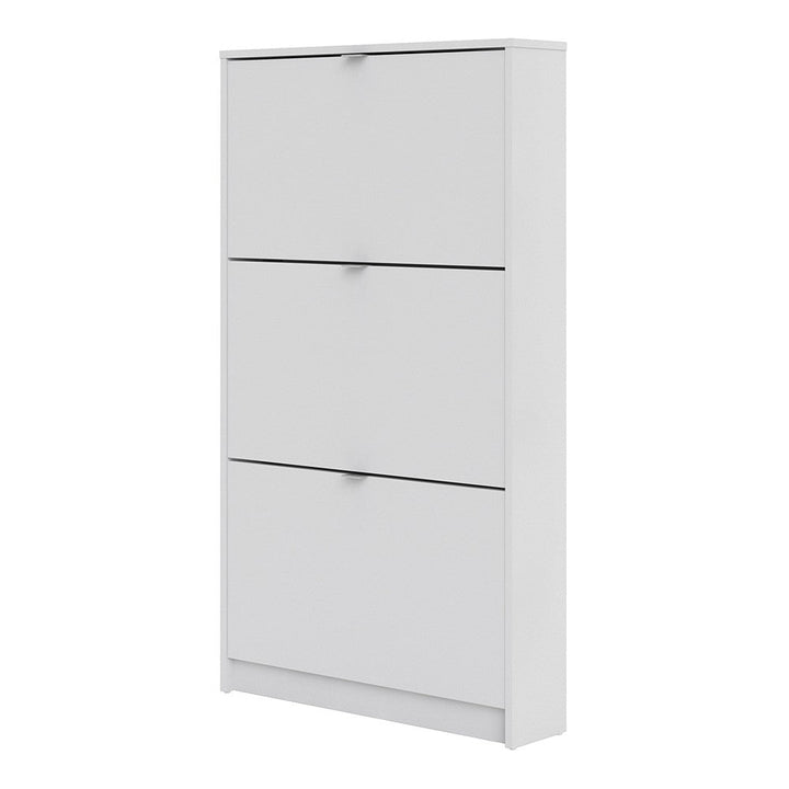 Shoe Cabinet 3 Compartments in White - The Furniture Mega Store 