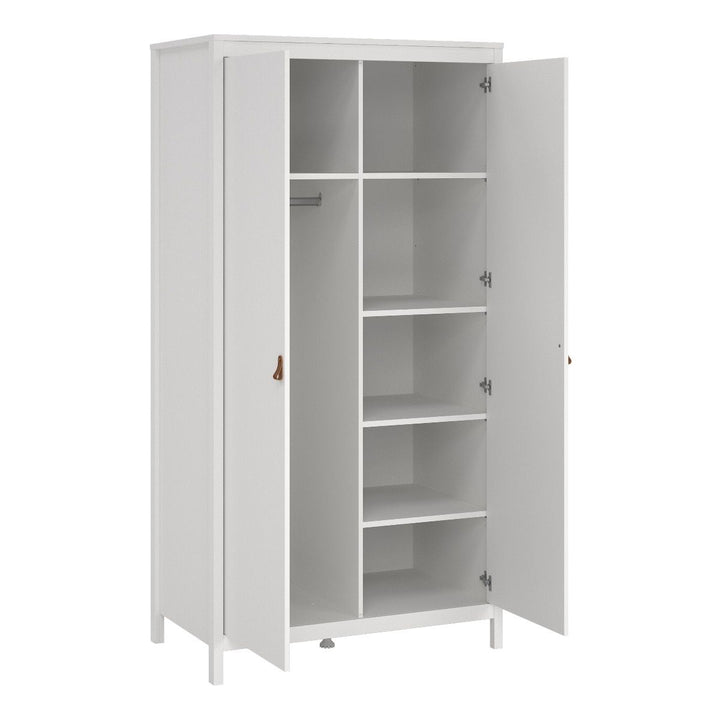 Barcelona - Bedside Table 2 drawers +  3+2 Drawer Chest + 2 Door Wardrobe - White - The Furniture Mega Store 