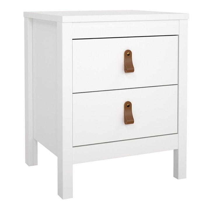 Barcelona - Bedside Table 2 drawers +  3+2 Drawer Chest + 2 Door Wardrobe - White - The Furniture Mega Store 