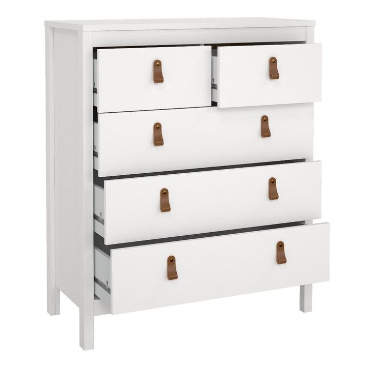 Barcelona - Bedside Table 2 drawers +  3+2 Drawer Chest + 2 Door Wardrobe - White - The Furniture Mega Store 