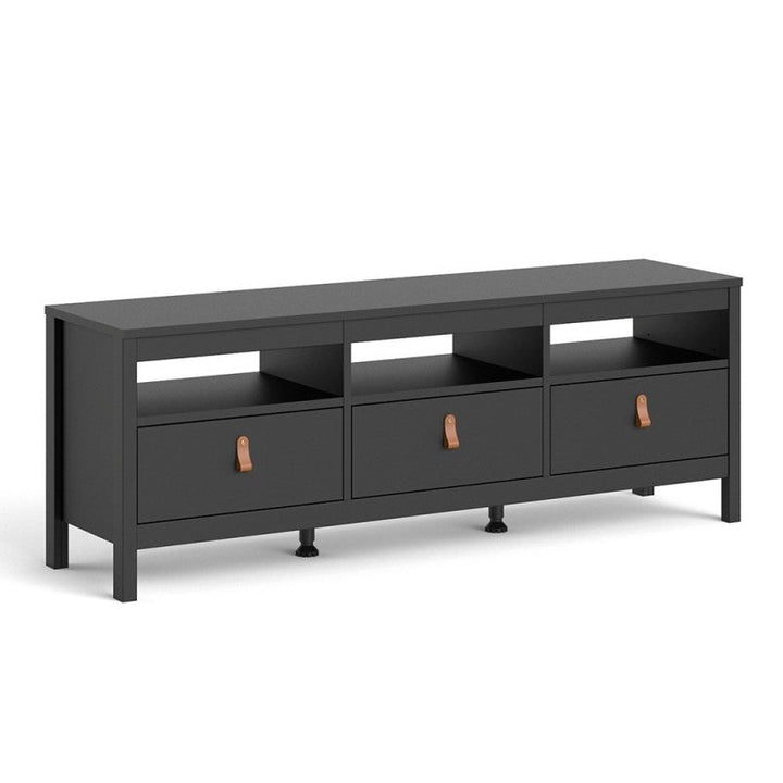 Barcelona 3 Drawer TV Unit - Matt Black - 151cm - The Furniture Mega Store 