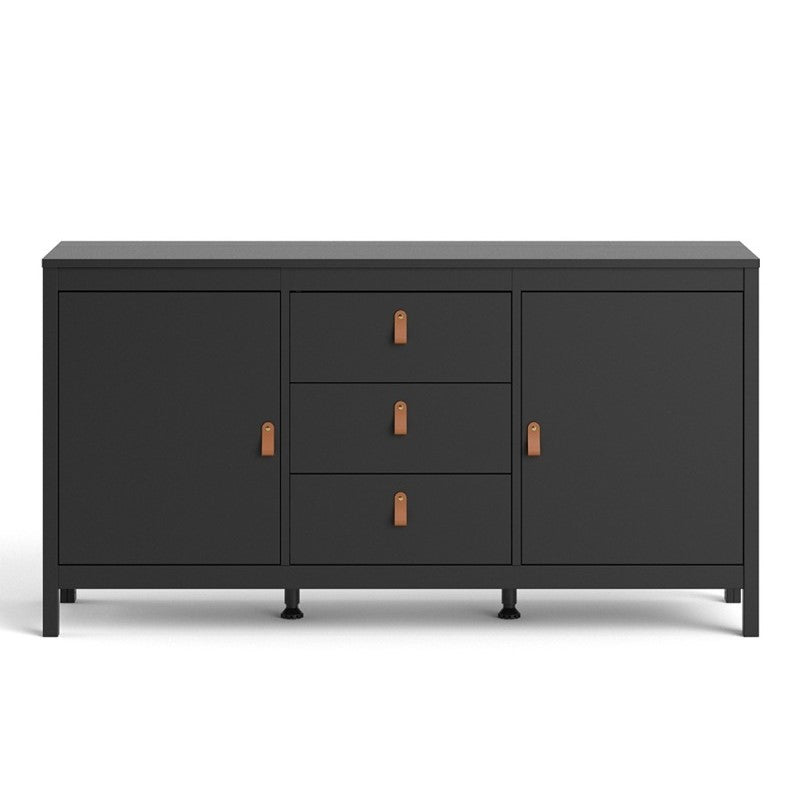 Barcelona 2 Door 3 Drawer Large Sideboard - Matt Black - The Furniture Mega Store 