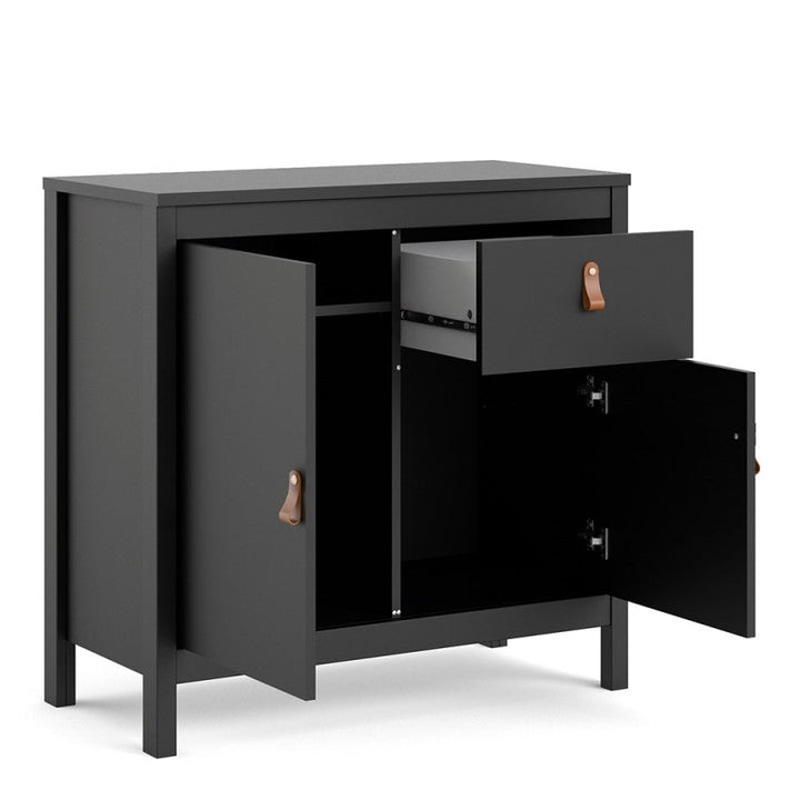 Barcelona 2 Door 1 Drawer Compact Sideboard - Matt Black - The Furniture Mega Store 