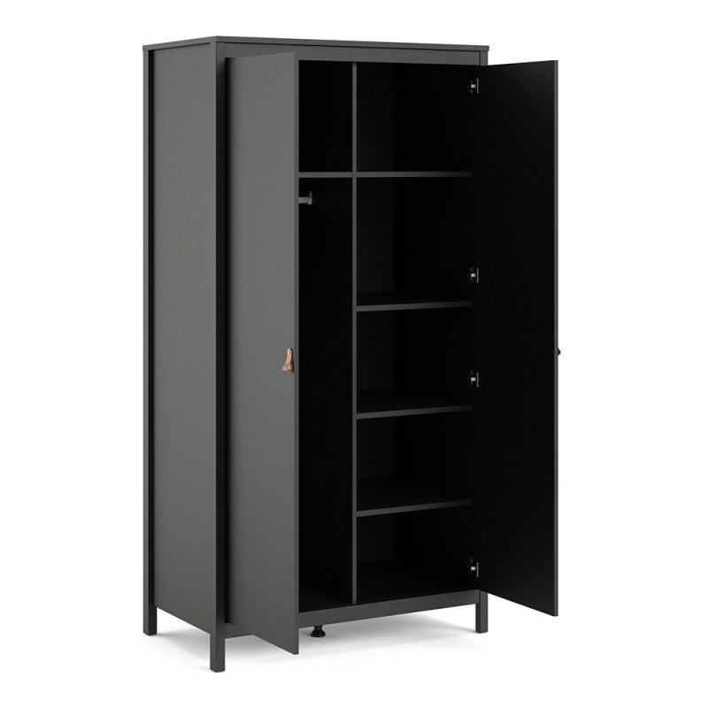 Barcelona 2 Door Wardrobe - Matt Black - The Furniture Mega Store 