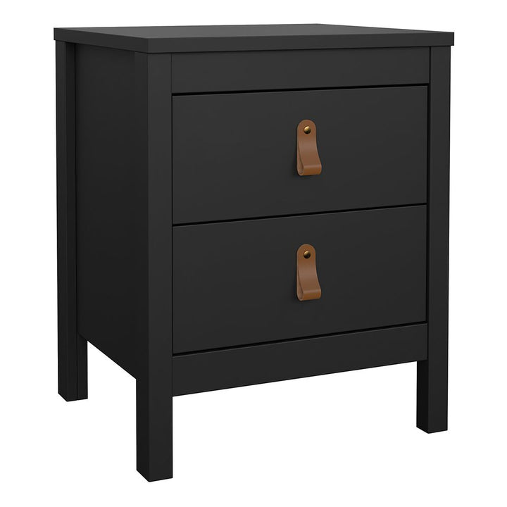 Barcelona - Bedside Table 2 drawers +  3+2 Drawer Chest + 2 Door Wardrobe - Matt Black - The Furniture Mega Store 