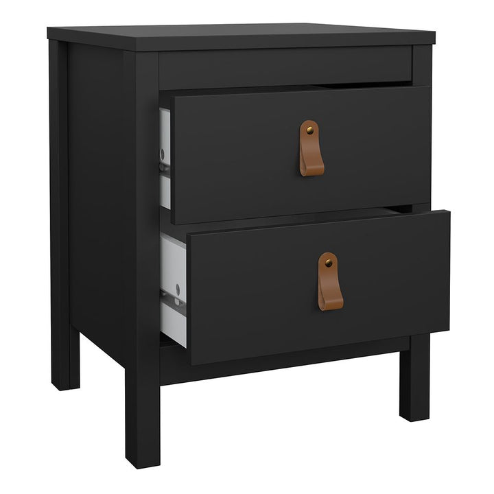 Barcelona - Bedside Table 2 drawers +  3+2 Drawer Chest + 2 Door Wardrobe - Matt Black - The Furniture Mega Store 