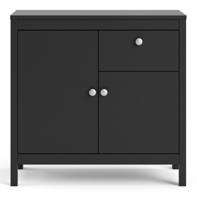 Madrid 2 Door 1 Drawer Sideboard - Matt Black - The Furniture Mega Store 