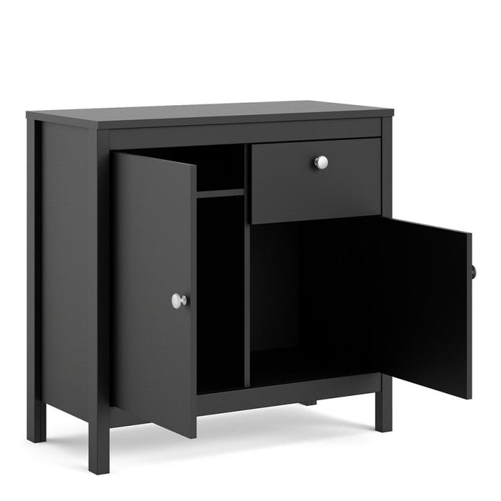 Madrid 2 Door 1 Drawer Sideboard - Matt Black - The Furniture Mega Store 