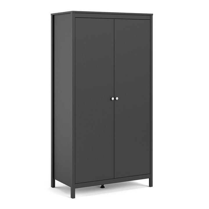 Madrid 2 Door Wardrobe - Matt Black - The Furniture Mega Store 