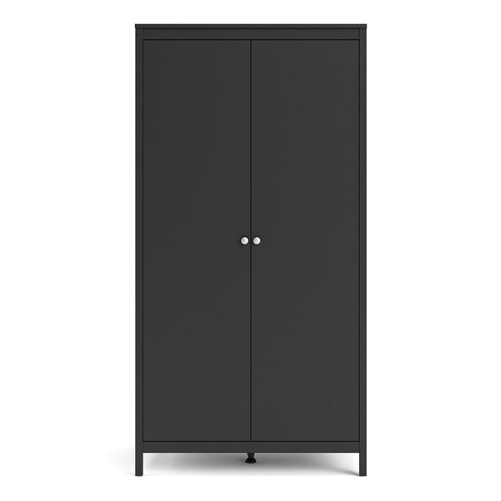 Madrid 2 Door Wardrobe - Matt Black - The Furniture Mega Store 