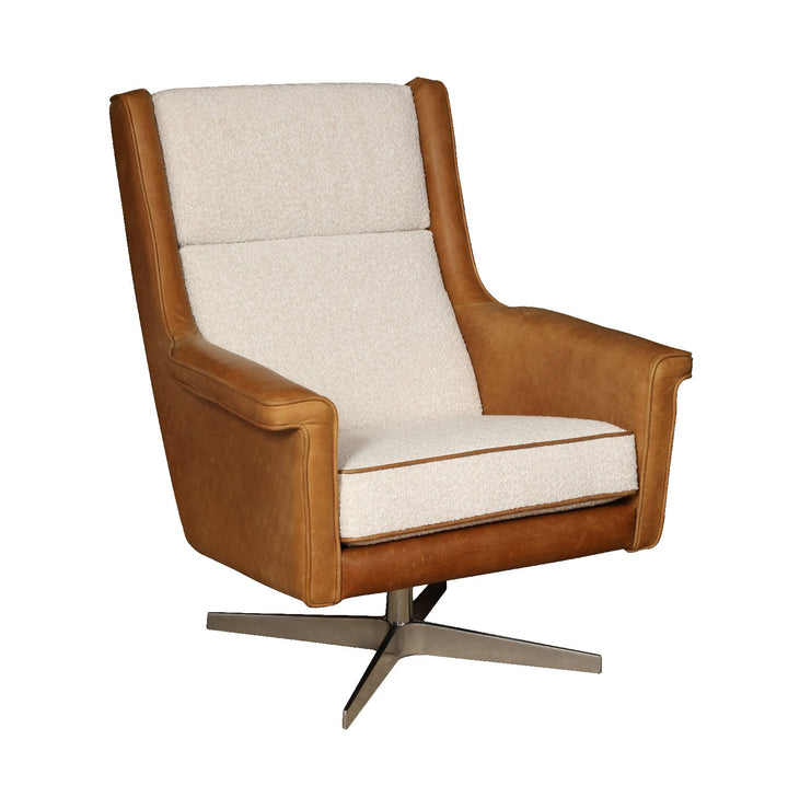 Bowie Vintage Leather & Fabric Swivel Chair - Various Options - The Furniture Mega Store 