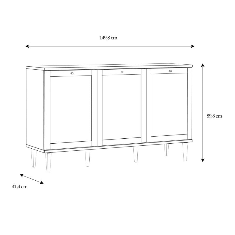 Camila Rattan 3 Door Sideboard - Due In Stock Around 25/10-2023 - The Furniture Mega Store 