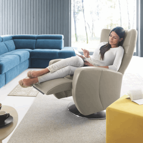 Aura Luxury Leather Recliner Swivel Chair - Choice Of Manual Or Power Recline - The Furniture Mega Store 