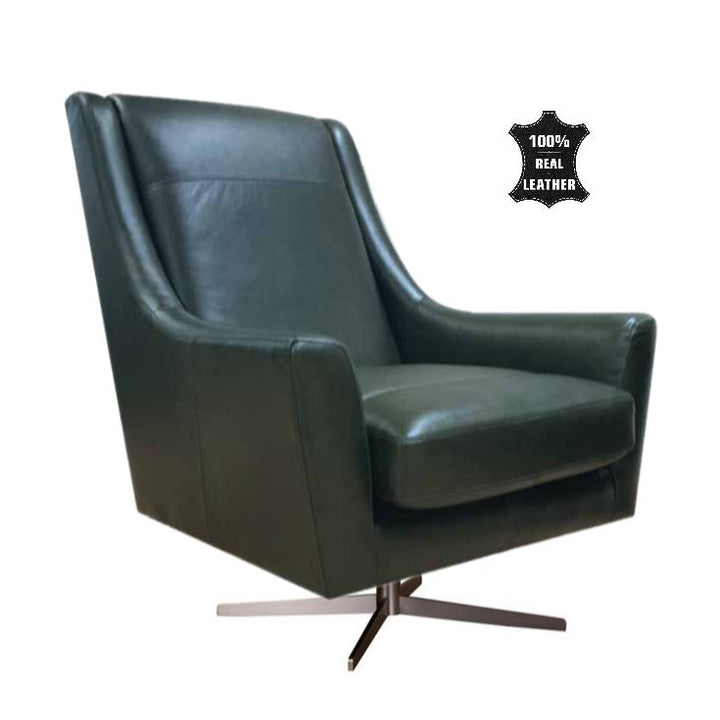 Santo Leather Accent Swivel Chair - Choice Of Leathers - The Furniture Mega Store 