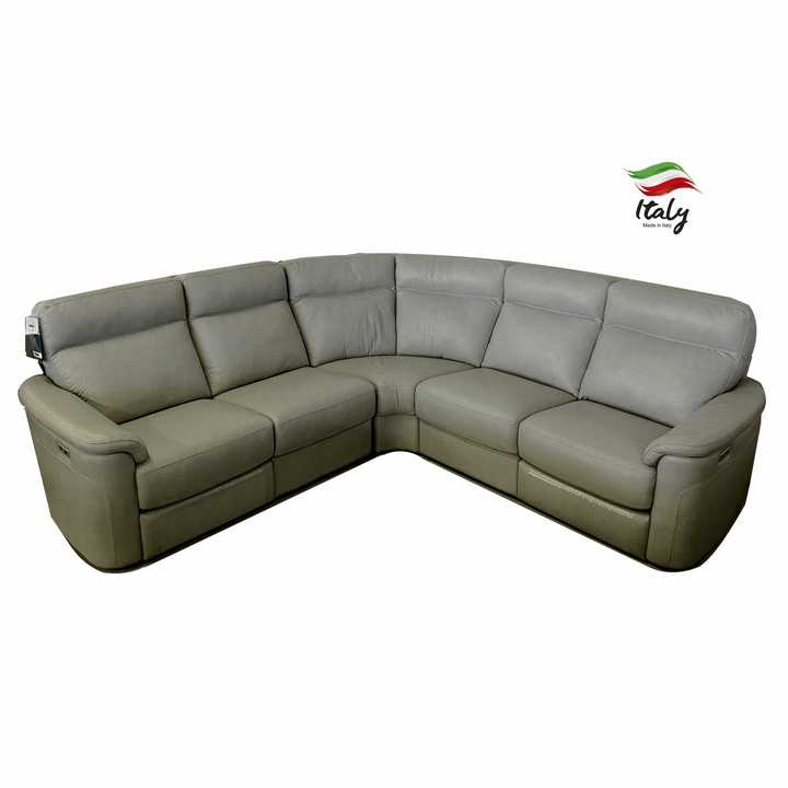 Argenta Italian Leather Power Recliner Corner Sofa - The Furniture Mega Store 