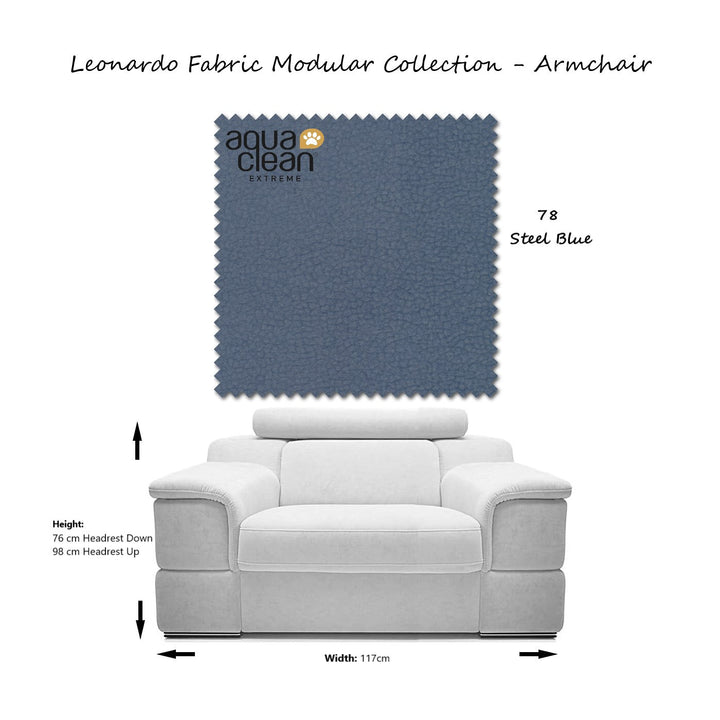 Leonardo Armchair - Choice Of Aqua Clean Fabric or 100% Genuine Leather Upholstery - The Furniture Mega Store 