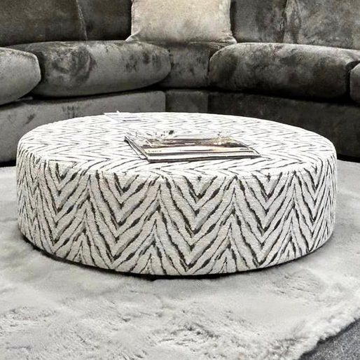 Aaron Round Accent Footstool - Choice Of Static or Swivel Base - The Furniture Mega Store 